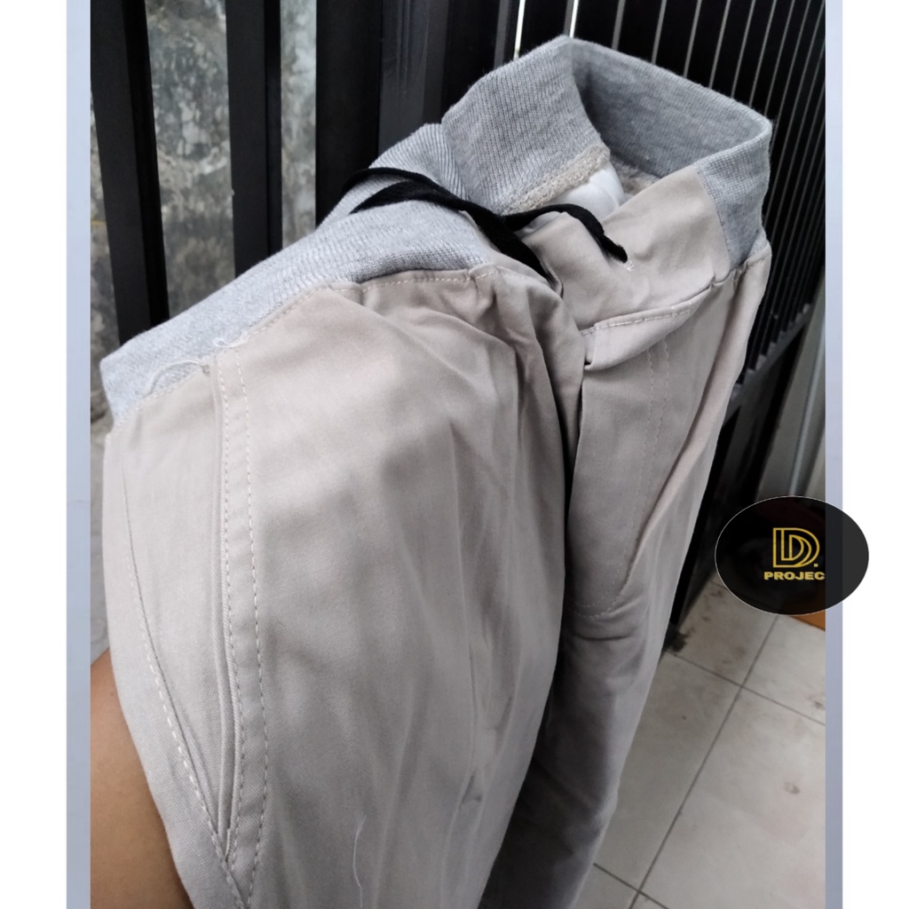 Celana Cinos Pingnggang Karet Pria Panjang Kerja Harian Santai Melar Tebal