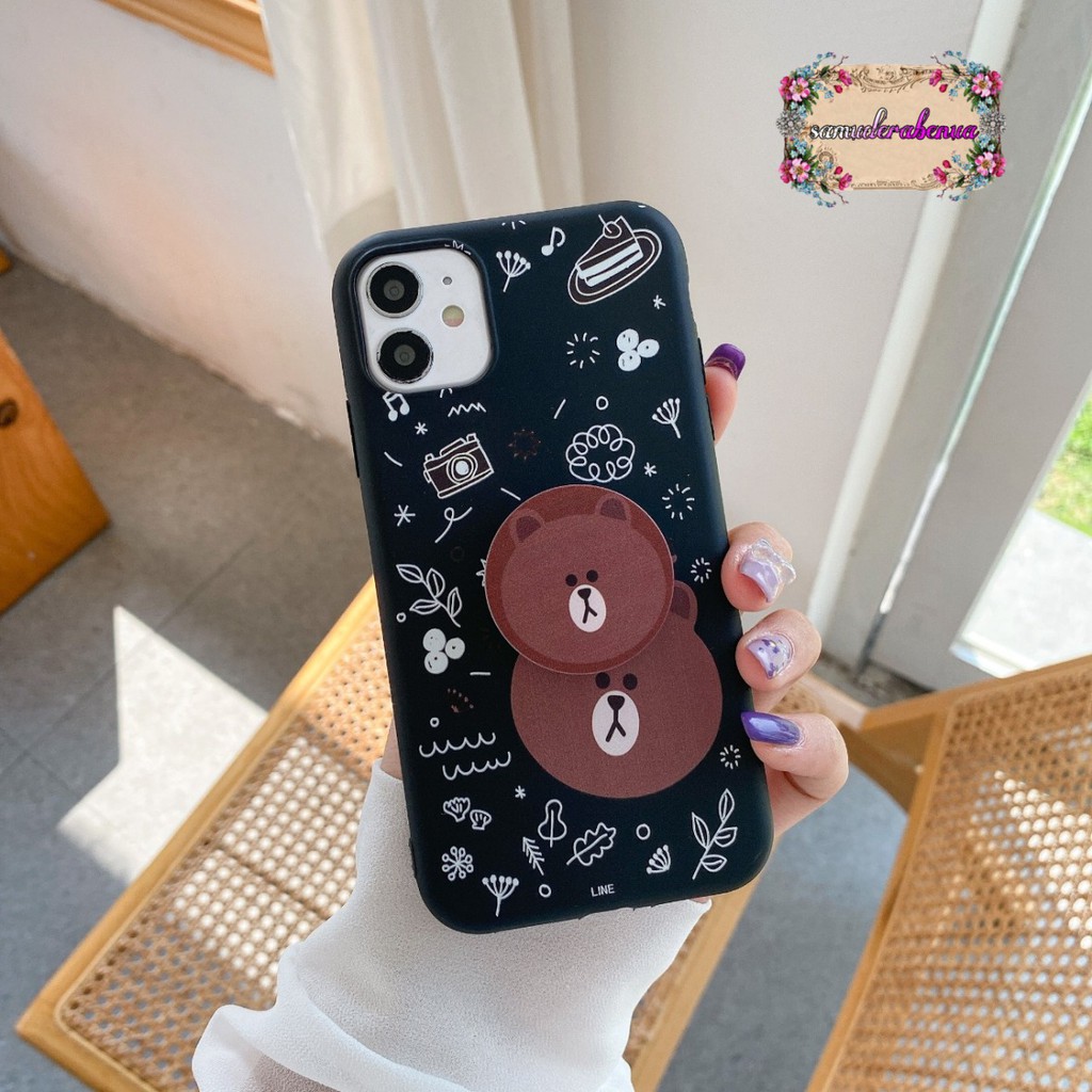 SS261 Softcase Popsocket BEAR Oppo F1s A59 A3s A5s A7 A11k A12 A5 A9 2020 A31 A8 SB1588