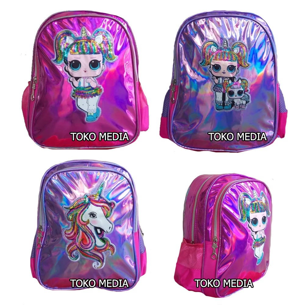 Jual Cepat Tas Ransel Sekolah Anak uk. TK Hologram Mata Nyala Lampu Bagus Murah (12185)