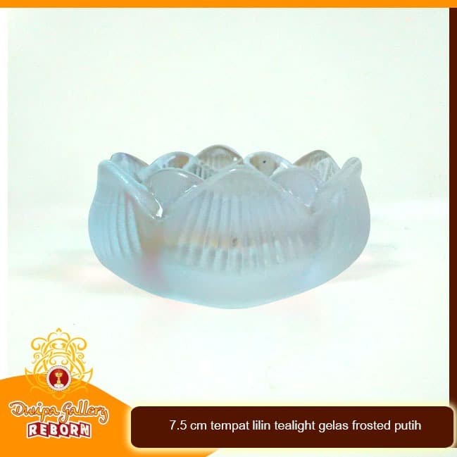 7.5 cm tempat lilin tealight gelas frosted Putih