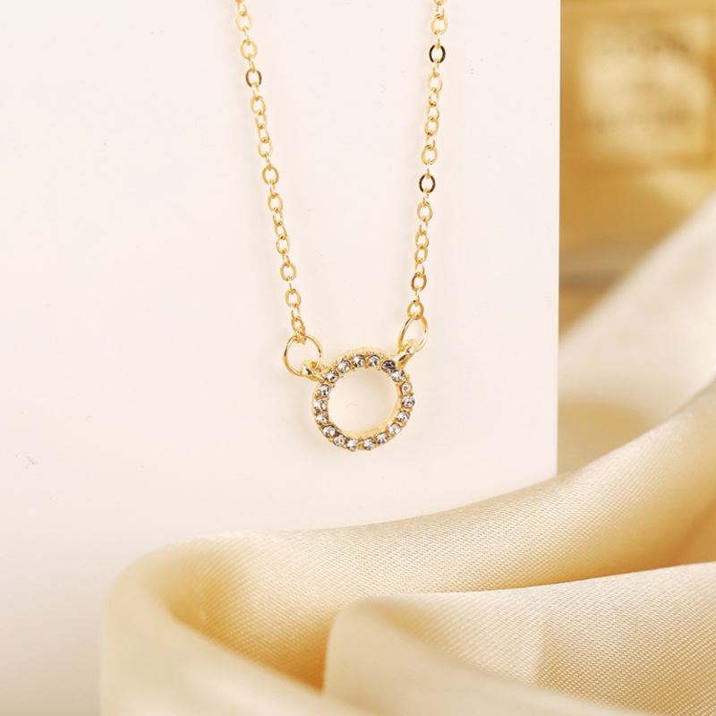 Korea Kalung Bulat Berlian Klavikula Rantai Fashion Geometris Kalung Untuk Wanita Perhiasan Aksesoris