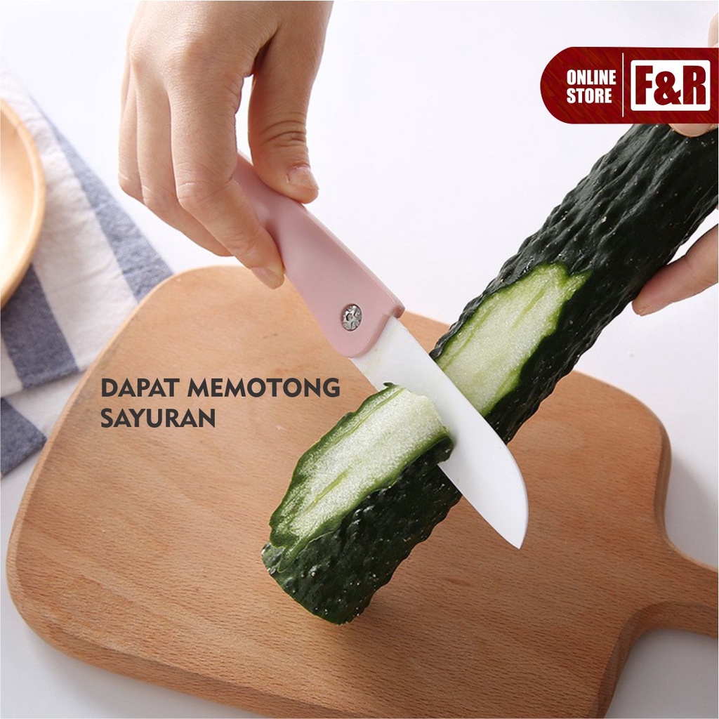 Pisau Dapur Lipat Pisau Travel Keramik Potong Memotong Buah Sayur Portable Folding Ceramic Knife