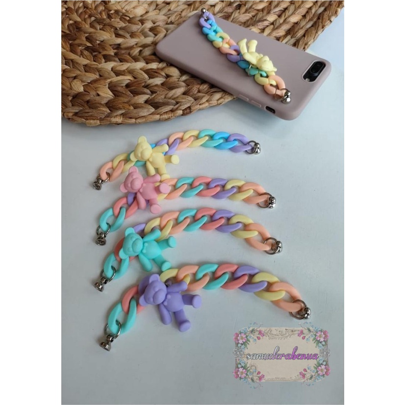 paket gelang tali rantai baut slingcase sling rantai beruang rainbow lanyard universal candy koper choice dove SB3111