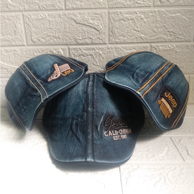 {JRN} TOPI COPET DEWASA BILL UP BAHAN JEANS BORDIR RANDOOM