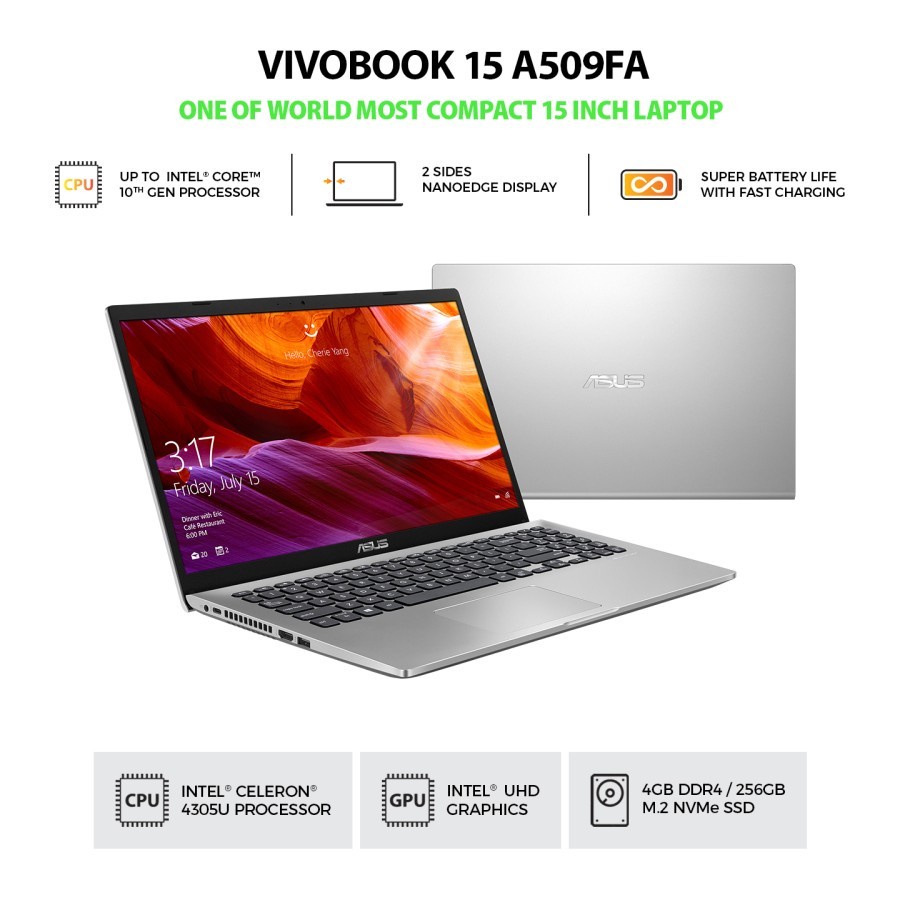 Laptop | Asus Laptop A509FA-FHD321 Intel Core i3-10110U 15.6 inch