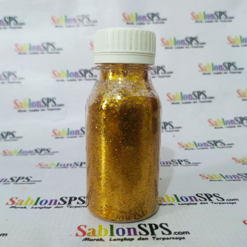 BUBUK GLITER EMAS TUA KEMERAHAN GLITTER POWDER 50gr BOTOL