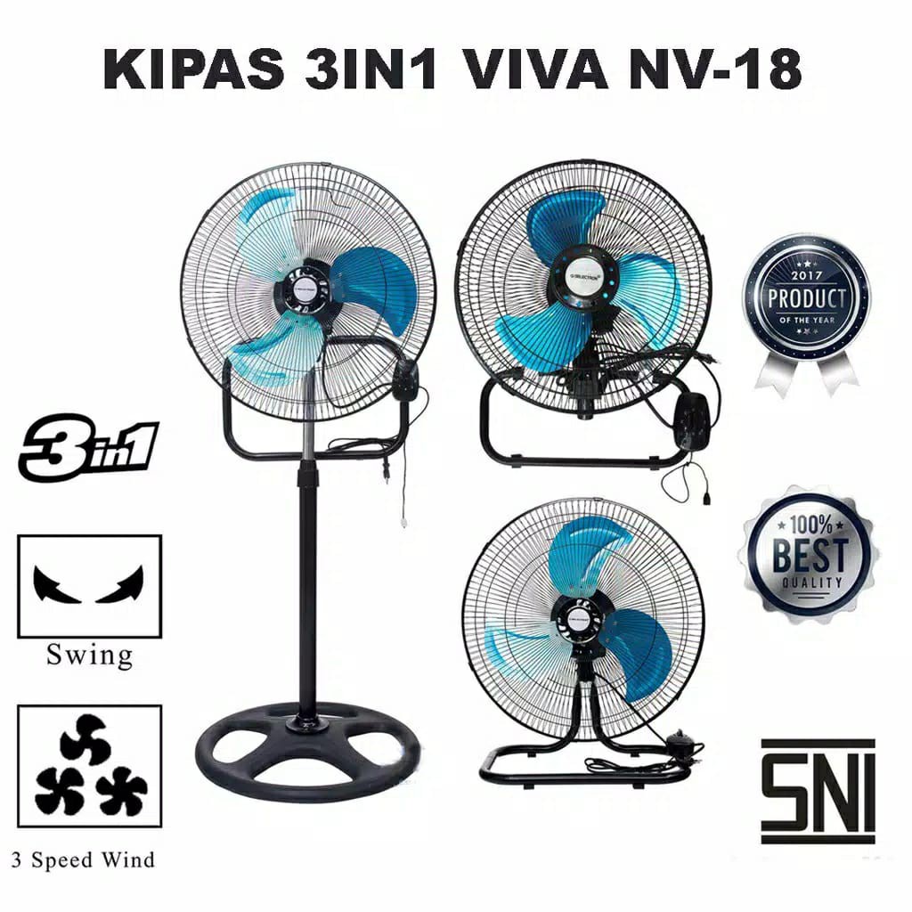 Kipas Angin Tornado 3in1 VIVA NV-18 Kipas angin besi tornado 18 inci New Viva 3 in 1 BERGARANSI RESMI 1 THUN MANTAP