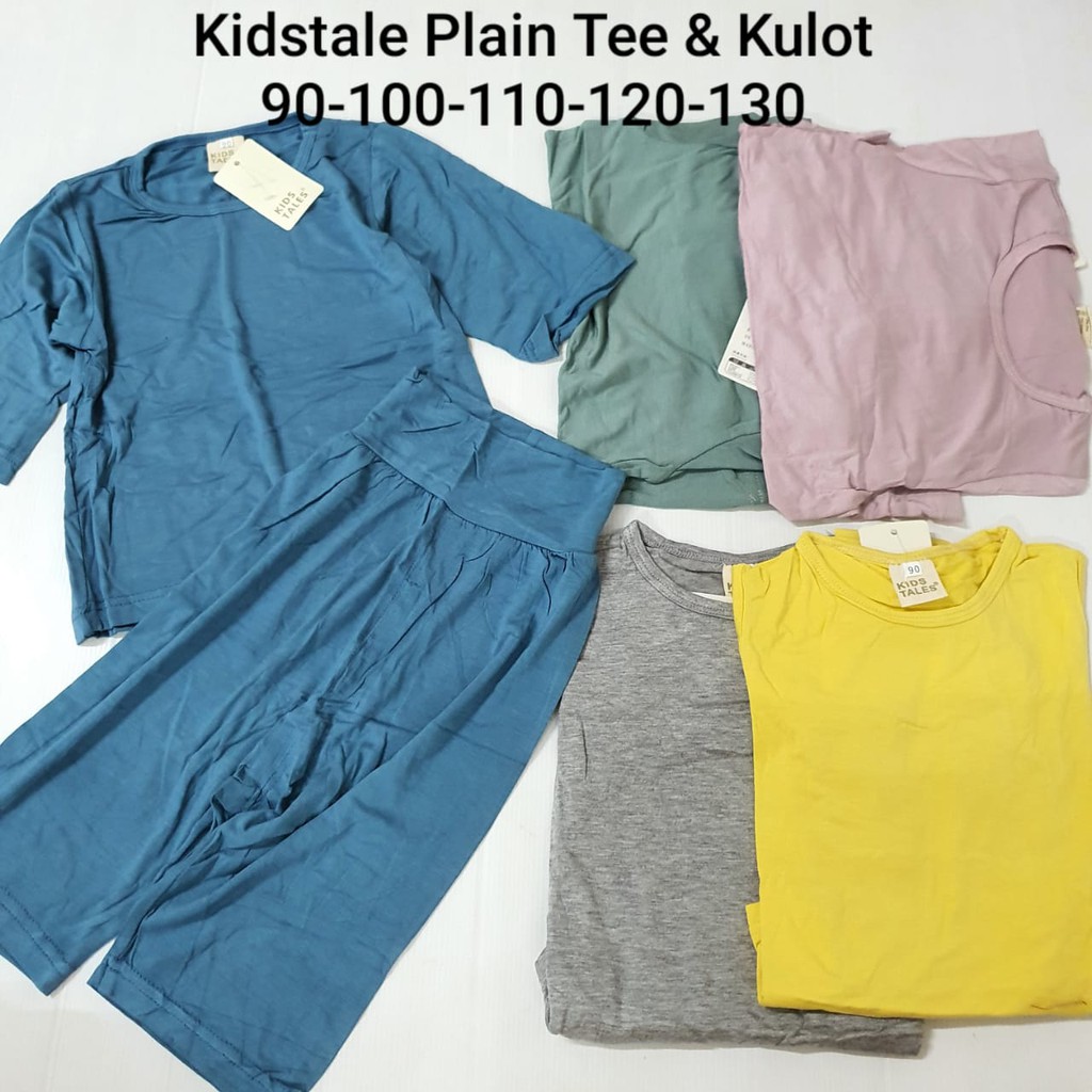 Kidstale Plain Tee &amp; Kulot/ Setelan Anak Perempuan