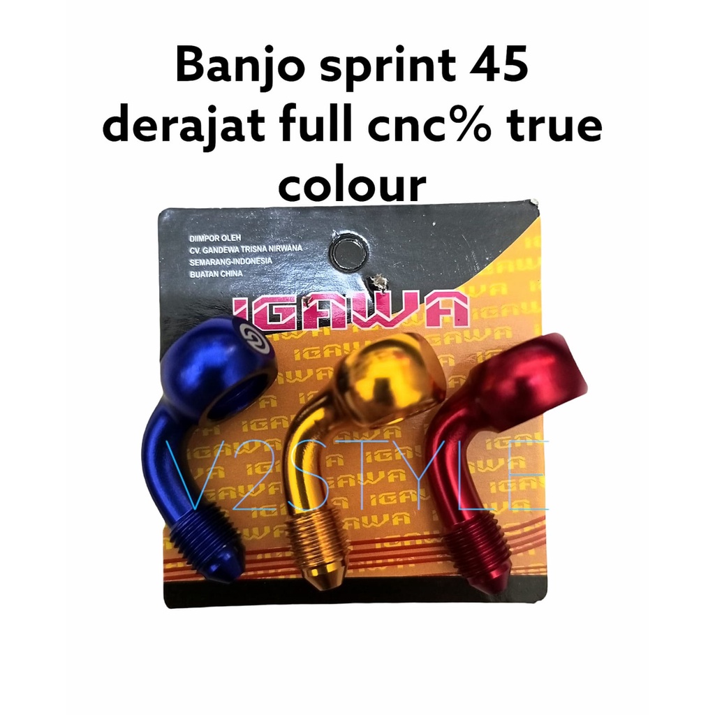 BANJO SPRINT BENGKOK THAILAND 90 DERAJAT SELANG REM BANJO LENGKUNG L UNIVERSAL VARIASI WARNA MERAH GOLD BIRU BAHAN FULL CNC  KLEMAN SELANG REM PSI HIDROLIK