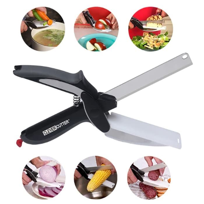 PISAU GUNTING TALENAN MULTIFUNGSI CLEVER CUTTER 2IN1 / MASAK IKAN BUAH SAYUR ORIGINAL VA40