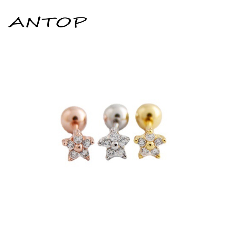 Fashion Sederhana Indah Bunga Bentuk Zirkon Tidak Ada Alergi Ear Studs Wanita Perhiasan Hadiah ANTOP