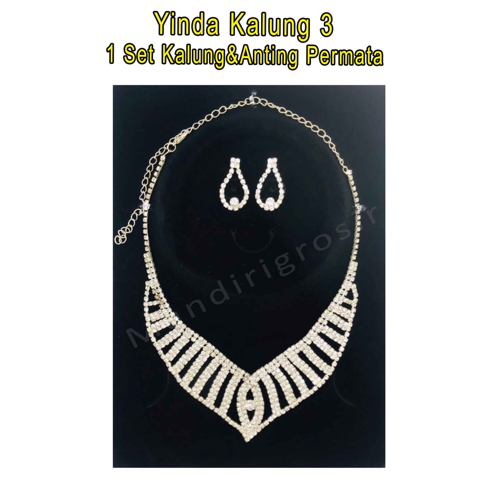 1 Set Kalung&amp;Anting Permata * Yinda Kalung 3 * Kalung Fashion * Aksesoris