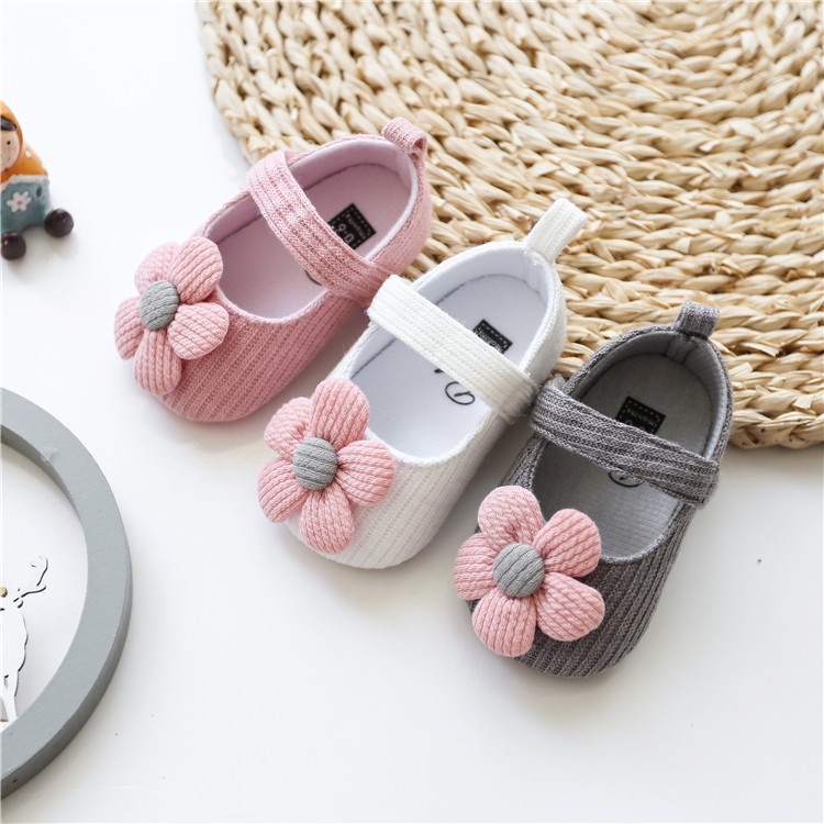 Sunny Rabbit bayi sepatu bayi dengan nonslip import motif bunga/babyfit sepatu prewalker KNIT ROSE sepatu anak bayi import (B253)