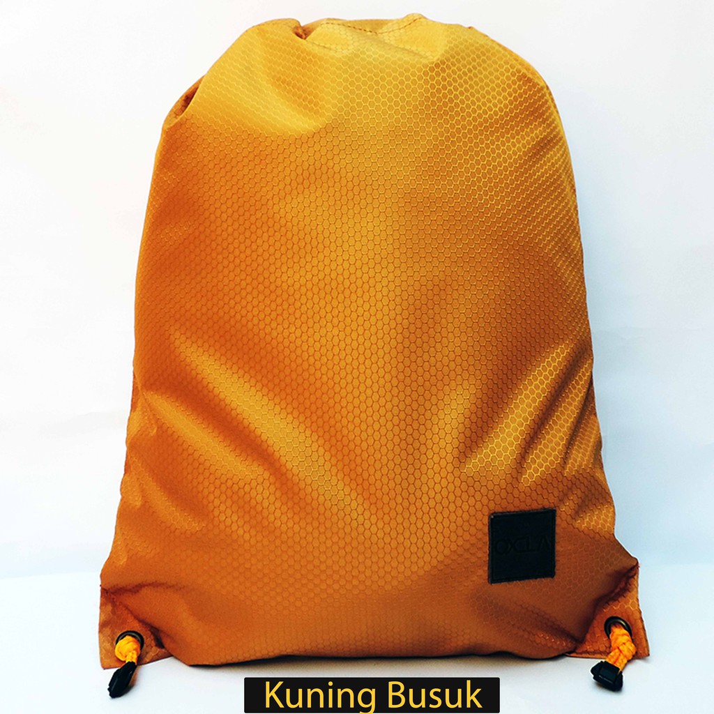 Tas Serut Anti Air Bahan Tebal / Tas Sepatu / Tas Sepeda / Tas Olah Raga - Kuning Busuk (Emas)