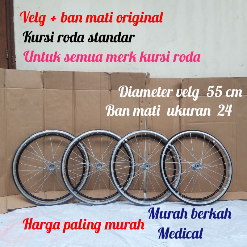 Velg aluminium tanpa ban kursi roda ukuran 24 diameter velg nya 55 cm murah