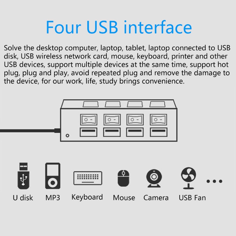 Btsg Hub Splitter Multi 4 Port USB 2.0 Dengan Lampu LED