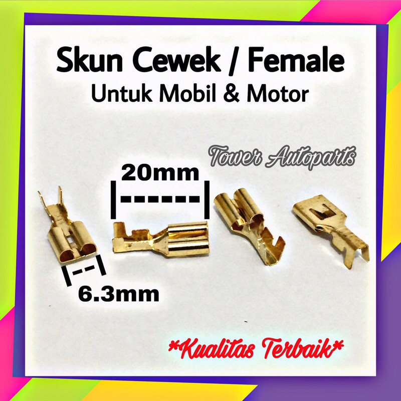 (Paket Murah 100pcs) Terminal Skun Gepeng Cewek / Cewe / Female / Perempuan H-3555