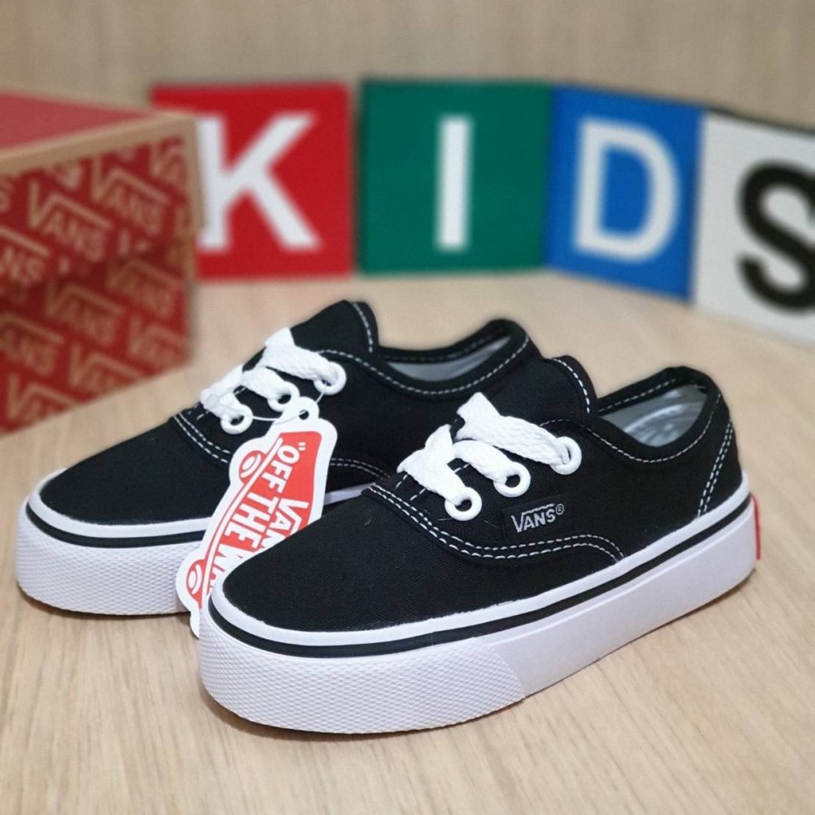 SEPATU VANS AUTHENTIC BLACK WHITE HITAM PUTIH KADO ANAK KECIL TK SD COWOK CEWEK LAKI LAKI PEREMPUAN