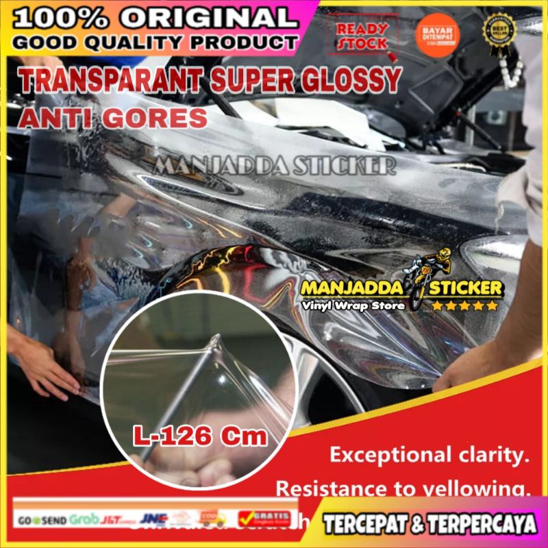 Sticker Transparan Anti Gores Super Glossy Original Merk Maxdecal Lebar 126Cm