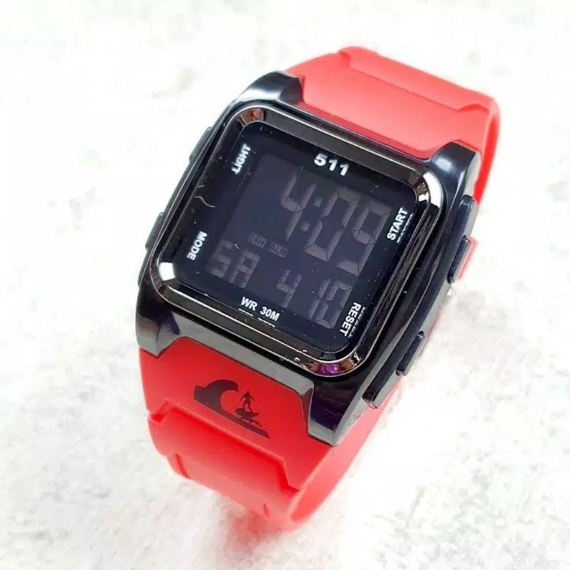 JAM TANGAN PRIA KEREN TERBARU 2021 ANTI AIR QUIKSILVER DRONE DIGITAL RUBBER QS-DRONE-QS 35 Tali Merah