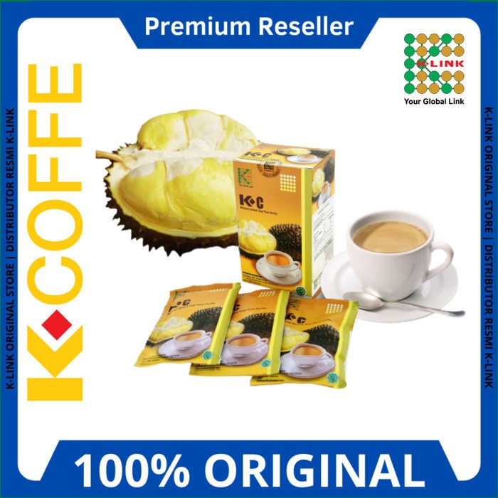 

KOPI DURIAN ORIGINAL K LINK K-COFFEE DURIAN 1 BOX ISI 6 SACHET