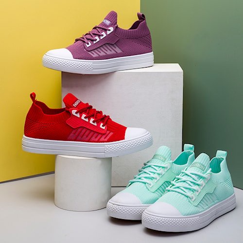 Sepatu Sneakers Wanita Korea  Premium IMPORT Tebaru E-26 Warna Merah, Biru, Purple