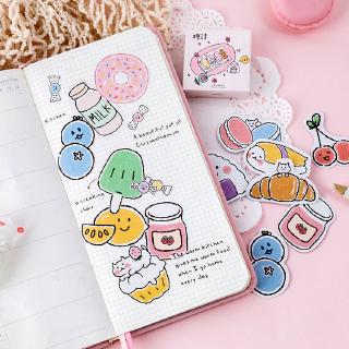 45Pcs Stiker  Desain Snack  Pocket Lucu  Kawaii untuk Diary 