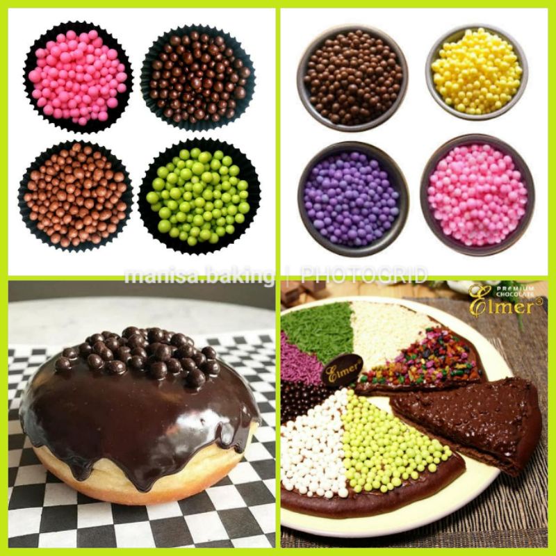 

ELMER CRISPY BALL 1 KG REPACK TOPPING DONAT ANEKA WARNA TOPPING COKLAT CRISPY