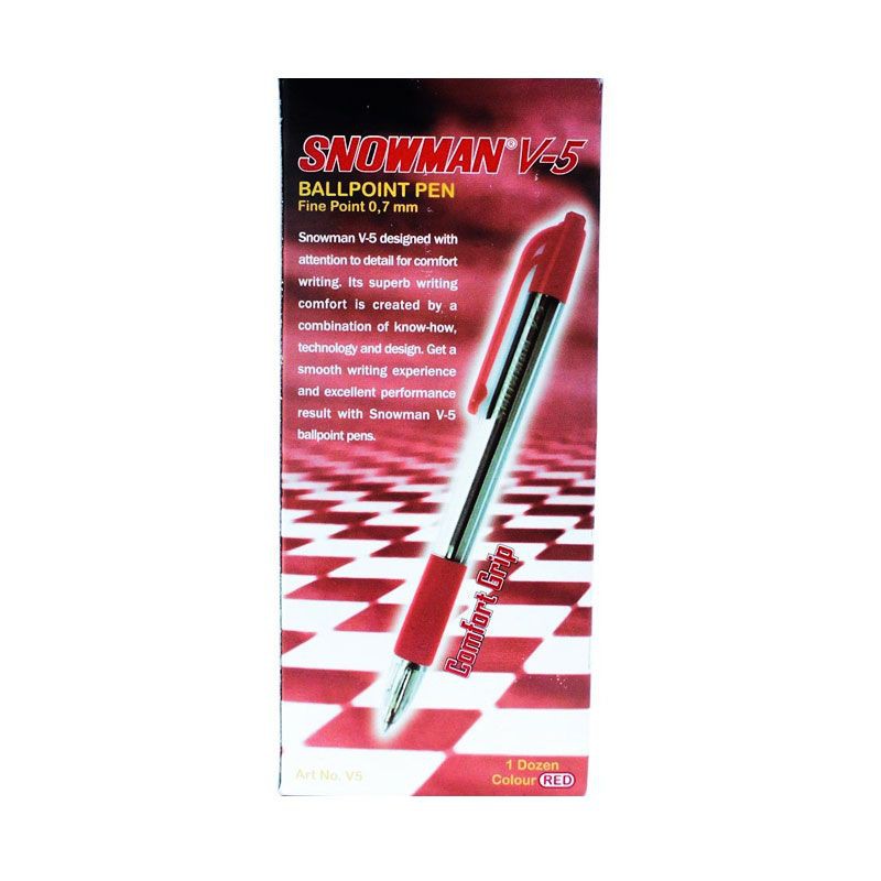 

Snowman Retractable Ballpoint Pen V-5 Merah