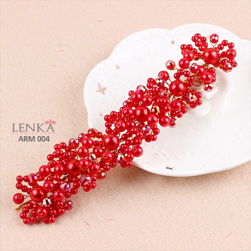 [BISA COD] HEADPIECE MUTIARA MERAH AKSESORIS RAMBUT PENGANTIN PESTA ARM004