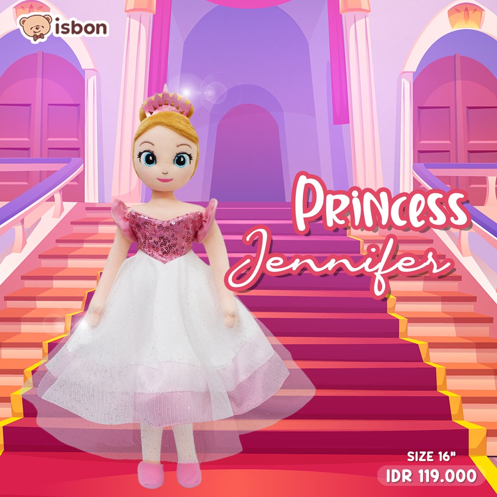 ISTANA BONEKA princess JENNIFER pink mainan anak perempuan elegan premium barbie gown baju bisa di lepas cute plush princes doll ratu putri