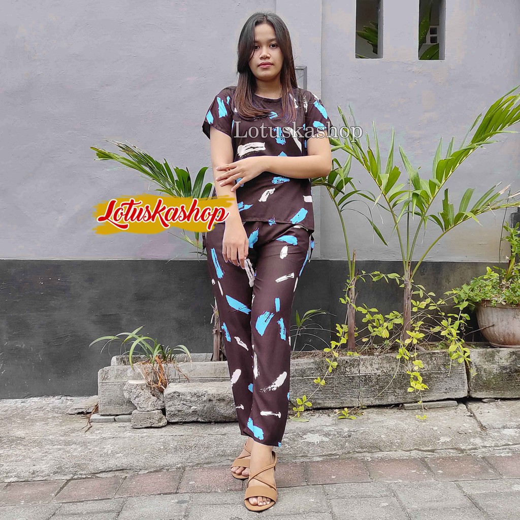 Babydoll Setelan Panjang Cowton Kayu-Brush Coklat