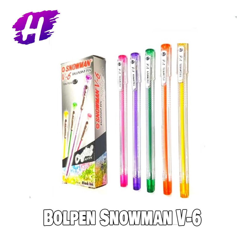 

1 pcs Pulpen Bolpen Ballpoint Ballpen Snowman V6 0.7mm(HITAM)