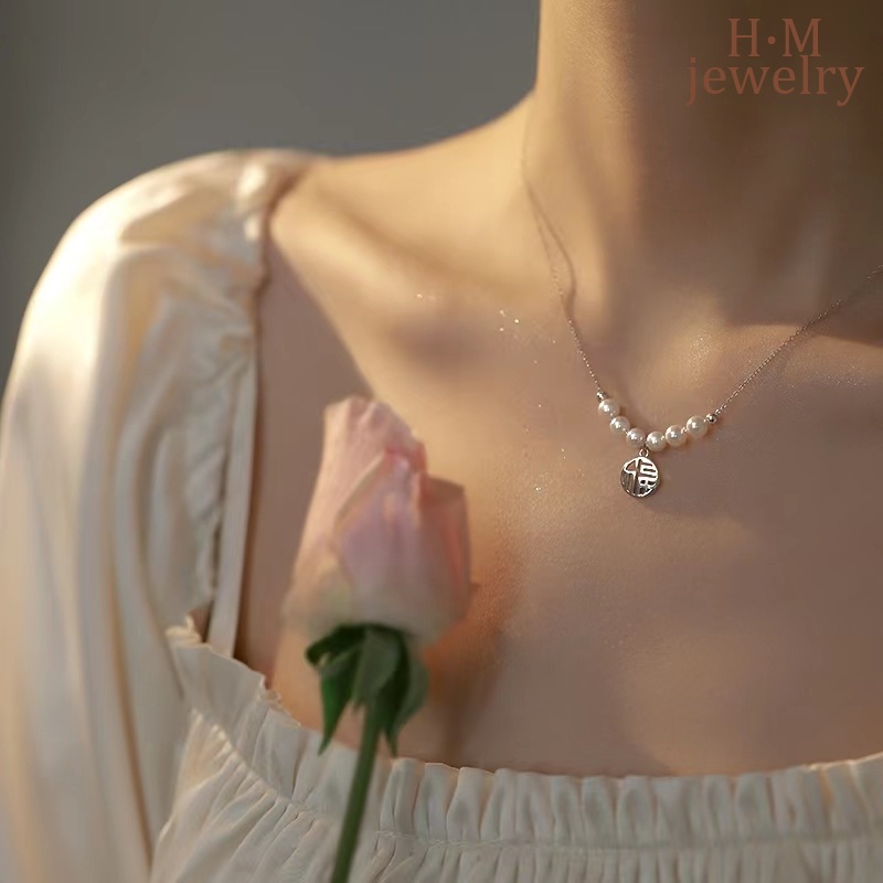 Kalung Rantai Clavicle Simple Dengan Liontin Mutiara Untuk Wanita 2022