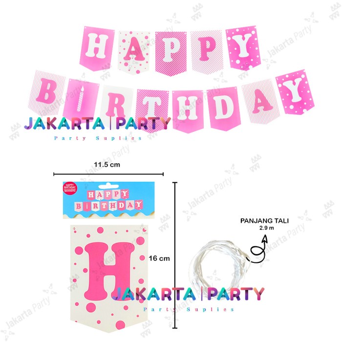 Banner Happy Birthday Mix Motif #1 / Bunting Flag HBD / Party Flag HBD