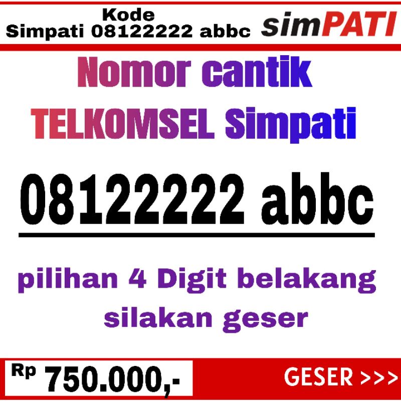 nomor cantik telkomsel simpati 081 22222 abbc/aabc/abcc 4G LTE a rapi