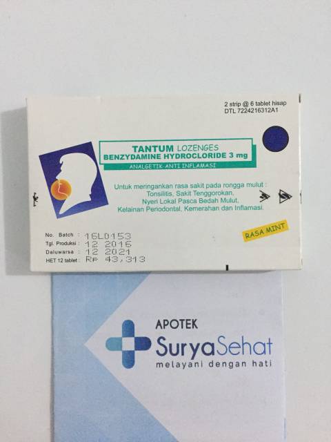 TANTUM LOZENGES 1 strip isi 6 tablet  radang tenggorokan, amandel, kemerahan