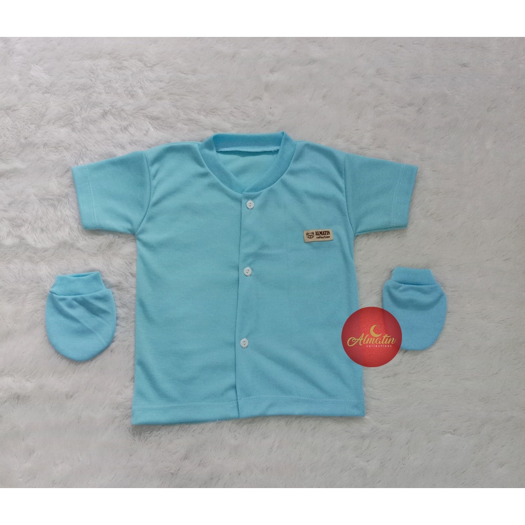 3 Pcs Atasan Pendek + Sarung Tangan / Baju Bayi Atasan Pendek / Piyama Bayi