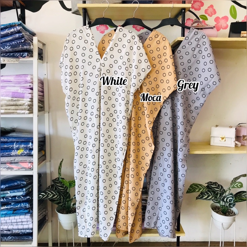 NW / LONG KAFTAN / KAFTAN MOTIF || KAFTAN MOTIF POLKA / KAFTAN MOTIF MURAH WANITA