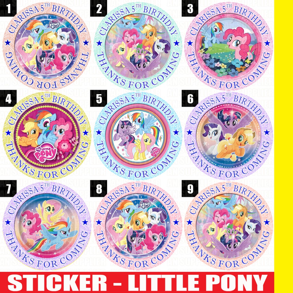 

60 STIKER LABEL BAG / KUE / SOUVENIR ULTAH ULANG TAHUN - LITTLE PONY