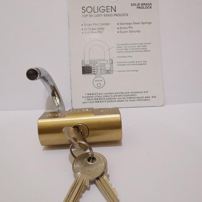 Diskon Gembok Soligen 70 Mm Kuningan Hot Sale