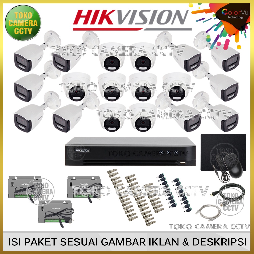 PAKET CCTV HIKVISION COLORVU 5MP 32 CHANNEL 18 KAMERA