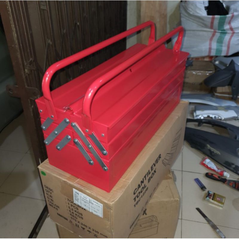 (KC.S) Kotak Penyimpan Kunci Bengkel Tool Box 3 Susun Toolbox Merah