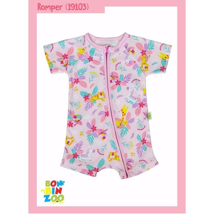 BONBINZOO Romper Bayi Resleting Bayu Kodok Segi Empat Baby Jumper