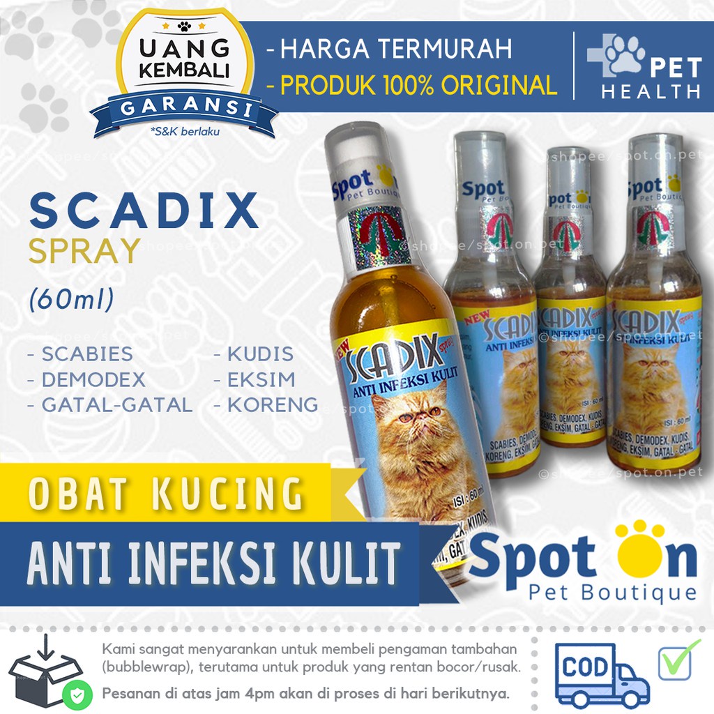 Scadix Obat Anti Infeksi Kulit Kucing | Scadix Spray Obat Kucing | Obat Kudis Koreng Gatal Kucing