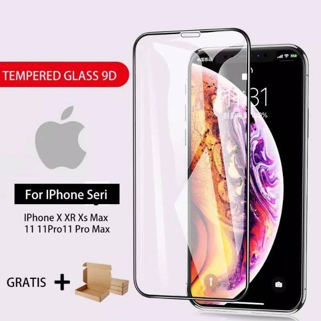 Tempered Glass Full 9D Iphone 6 6+ 7 7+ 8 8+ X XR Xs Xs Max 11 11 Pro 11Pro Max Curved Tg Full Layar