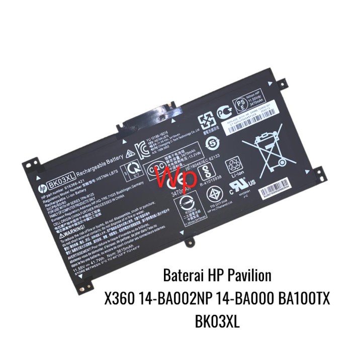 Baterai HP Pavilion X360 14-BA002NP 14M-BA011DX HSTNN-LB7S BK03XL