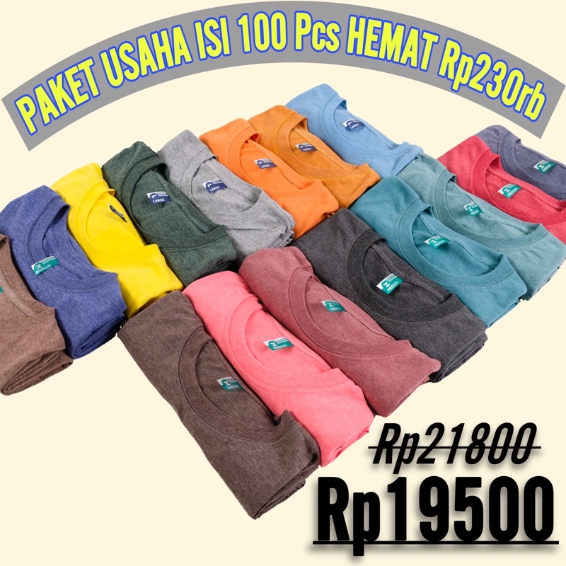 (KHUSUS RESELLER) PAKET USAHA KAOS GROSIR ISI 100 PCS KAOS POLOS MISTY TWOTONE 30S