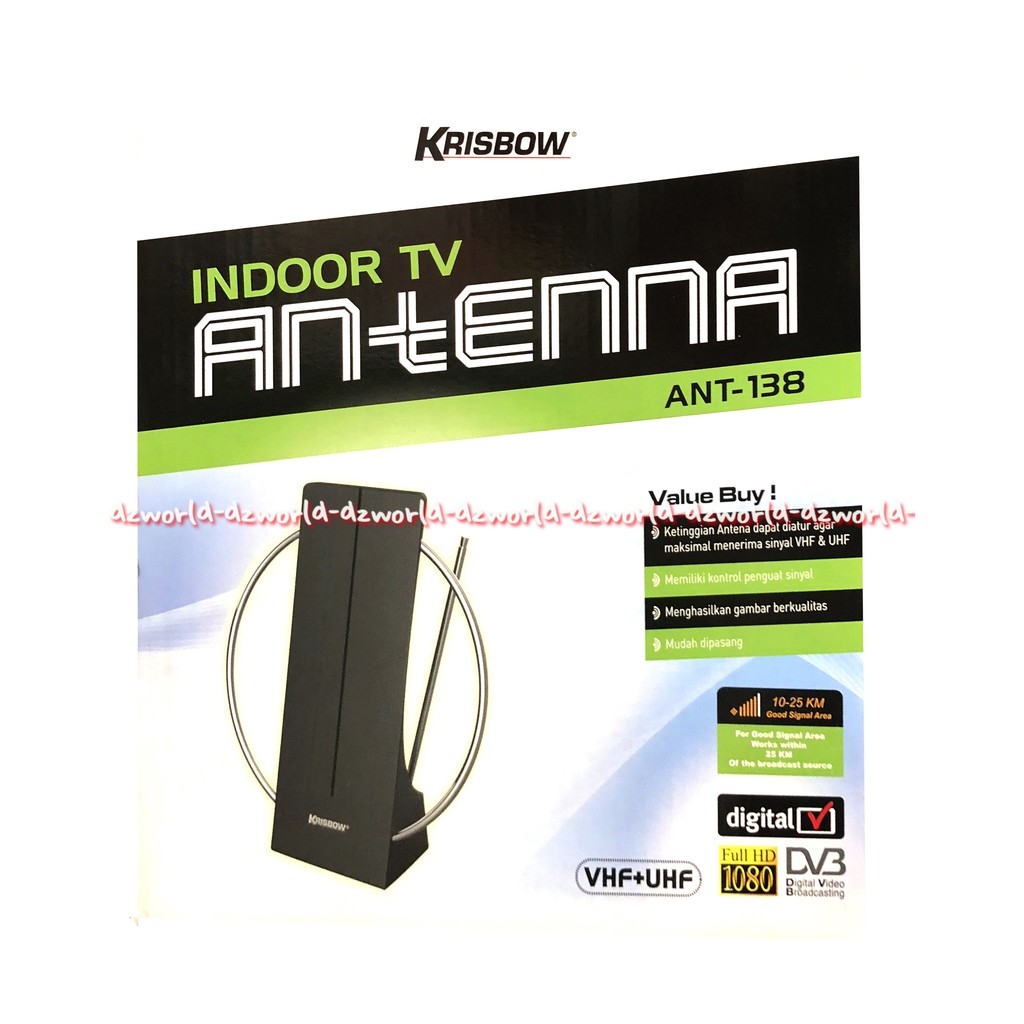 Krisbow Indoor TB Antenne Ant 138 TV memiliki kontrol penguat sinyal dan mudah dipasang