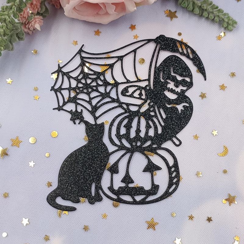 Zzz Cetakan Stensil Cutting Dies Motif Penyihir Halloween Bahan Metal Untuk Scrapbook / Craft DIY